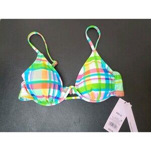 Women's Underwire Bralette Bikini Swim Top  Wild Fable Plaid Size X-Small XS